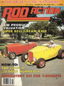 ROD ACTION 1982 NOV - SUPER BELL I-BEAM AXLE, TOP CHOP '37 FORD HUMPBACK*